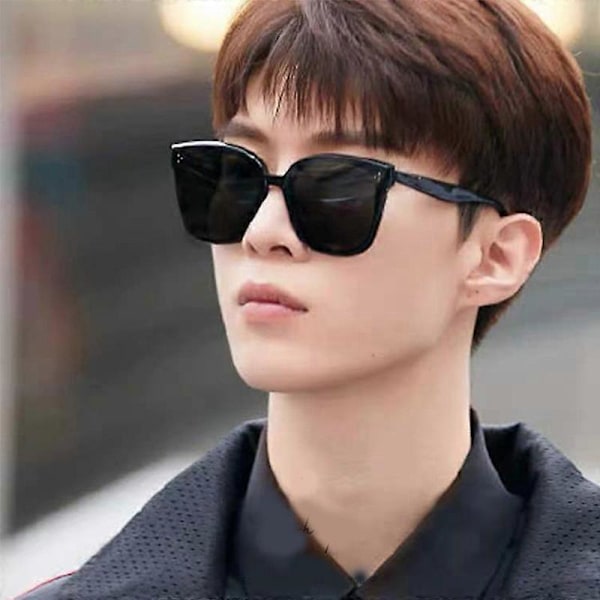Luksusmerke Koreanske Solbriller Kvinner Monster Designer Gentle Men Trendy Acetat Cat-eye Polariserte Solbriller Dame Shades [db] BLACK GRAY UV400