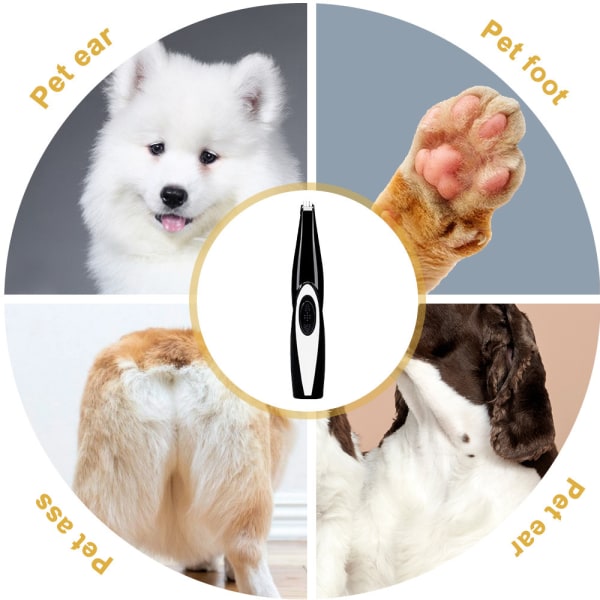 Fotrakapparat katt och hund rakning öra hår fot hårklippare USB gränssnitt husdjur hårklippare svart