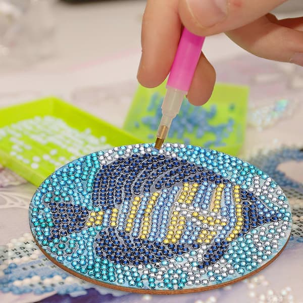 DIY Havtema Diamantmaling Coasters til Bord 8 stk Tre [DB]
