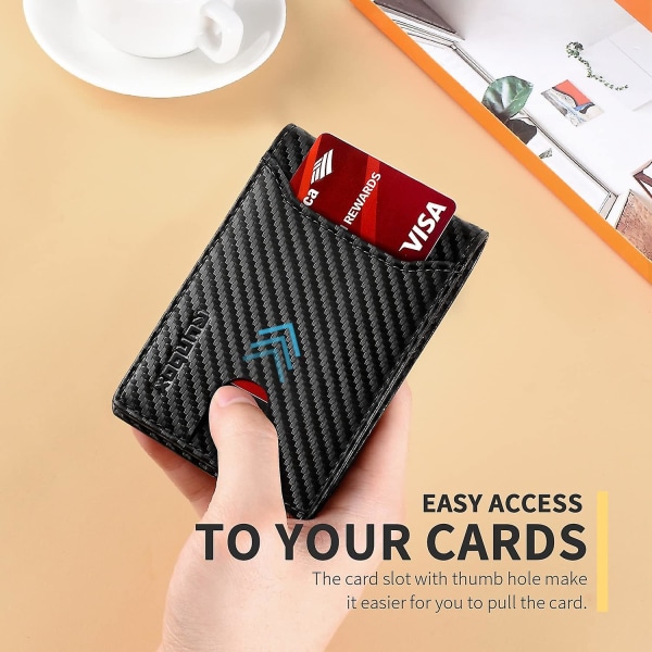 Slank tegnebog til mænd Minimalistisk læder Bifold Rfid-blokering med gaveæske