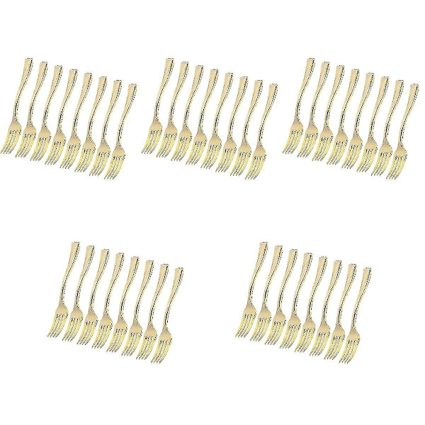 120 stk. engangs mini gafler frugt dessert budding gafler festartikler til restaurant Ktv (gylden) DB 120 pcs