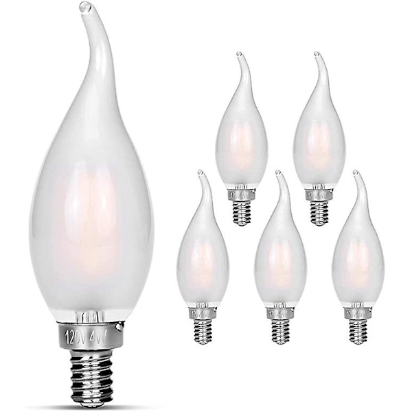 6 st E14 4W LED-glödlampa, flamformad lampa 4x4x13cm  [dB}