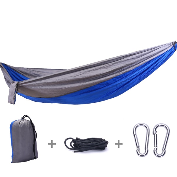 Hammock, 2 tree straps and storage bag (royal blue + grey)