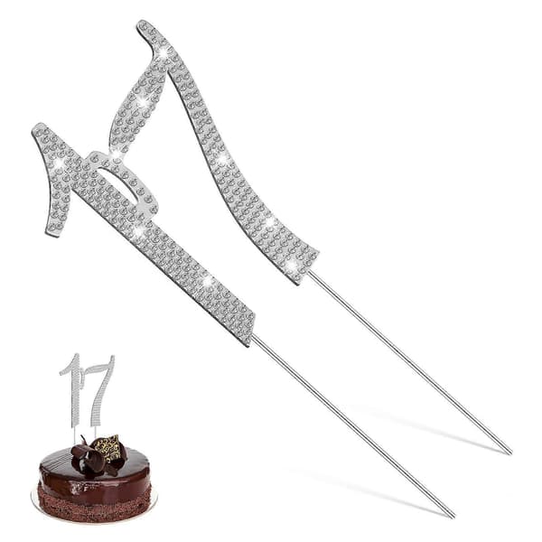 Egg kake topper metall legering dekorasjon for 17-årsdag kakefest [DB]