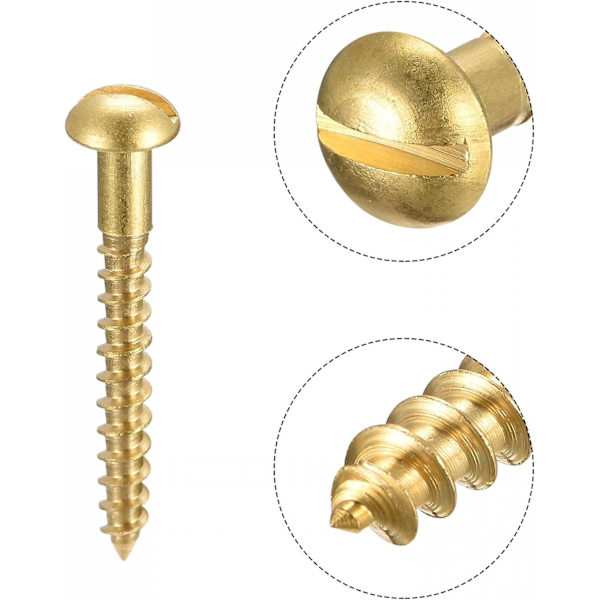 Puuruuvit M2.5 X 20mm Uritettu Pyöreäkantainen Messinkinen Itsekierteittävät Ruuvit 100 Kpl