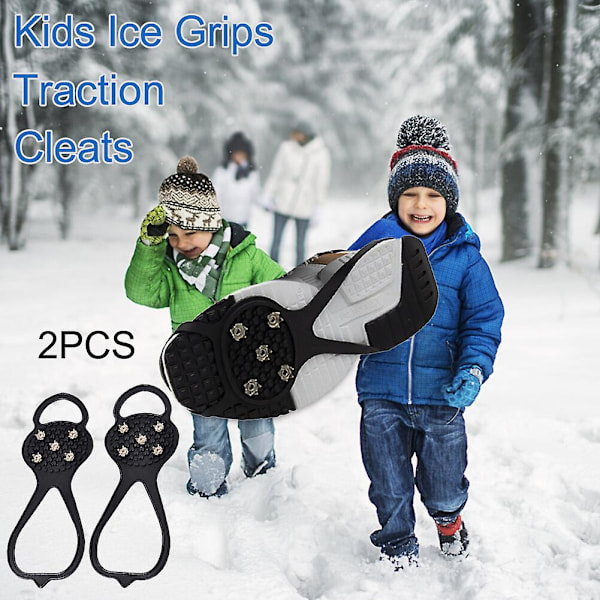 1 Par Barnens Isdubbar Traction Cleats Spik för Vintervandring Säkerhetssko Grepp på Is Snö för Barn Flickor och Pojkar db