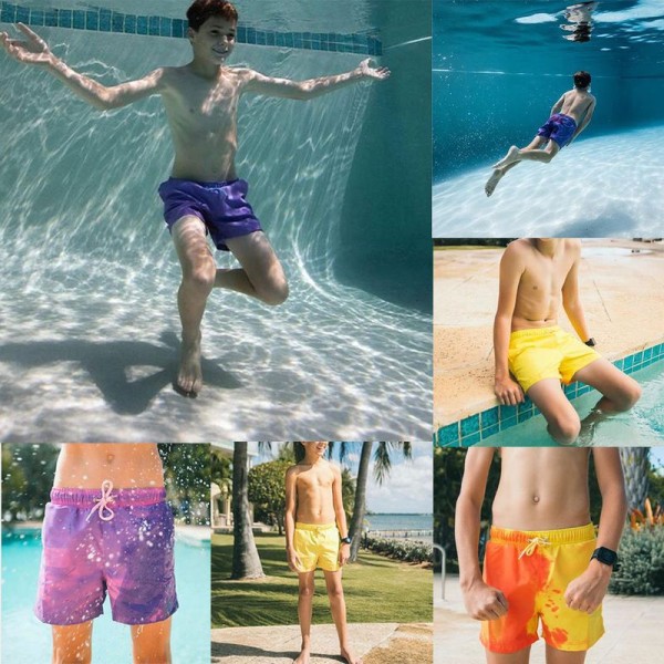 Magiske farveskiftende strandshorts til mænds badeshorts, der svømmer hurtigt tørt, badefarveskiftende strandshorts