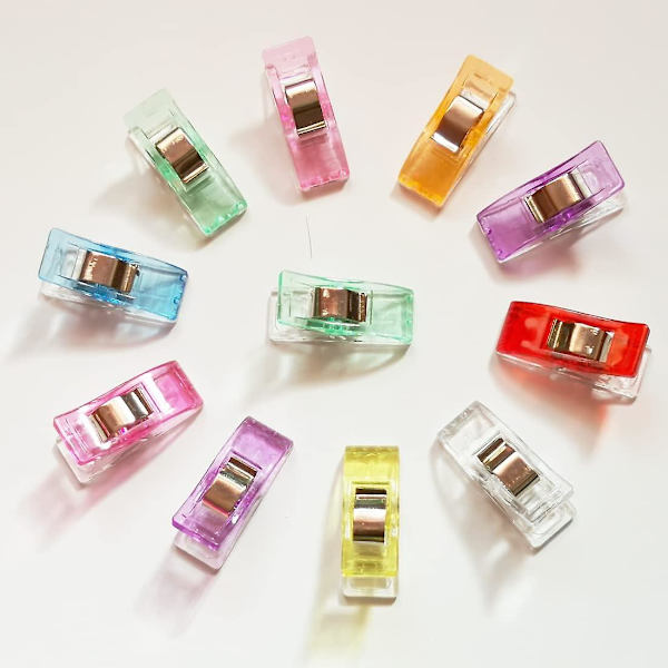 100 stk. Syklips, Syklips, Plast Assorterede Farver, Wonder Syning Tekstil Håndværk Klips {Db}