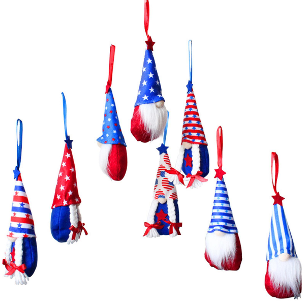 4. juli American Patriotic Gnome For Doll Independence Day Hanging Ornaments 8 [DB] Set of eight