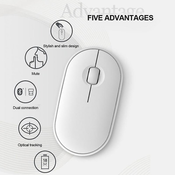 Ryra Pebble Mouse M350 Bluetooth-akku, kaksoismoodi langaton hiiri, mykistetyt hiiret, toimistohiiri 05 No battery