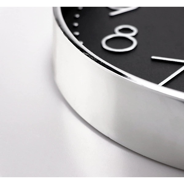 Vægklokke 12 tommer Lydløs Ikke-tikkende Vægklokke db blacksilver