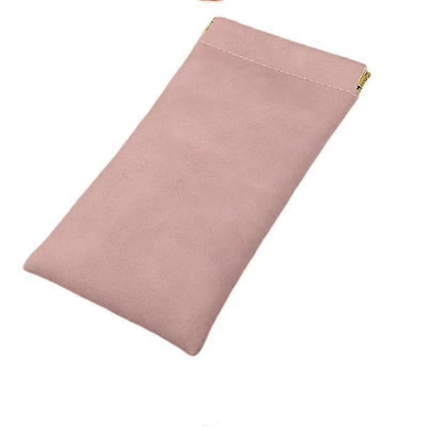 Blød PU Læder Brille Opbevaringspose Solbrille Etui Bærbar Vandtæt Pose 2 stk db Pink