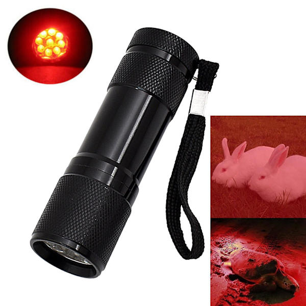 9 Led 670nm Röd Strålkastare Ficklampa Mot Försämrad Syn Röda Facklor