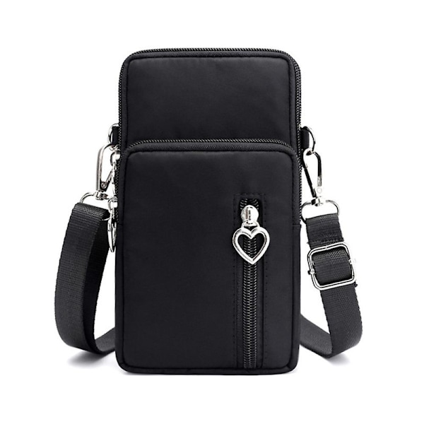 19 cm mobiltelefon plånbok crossbody väska mode sport axelväska armbandsväska telefonfodral väska för kvinnor män presenter DB Black