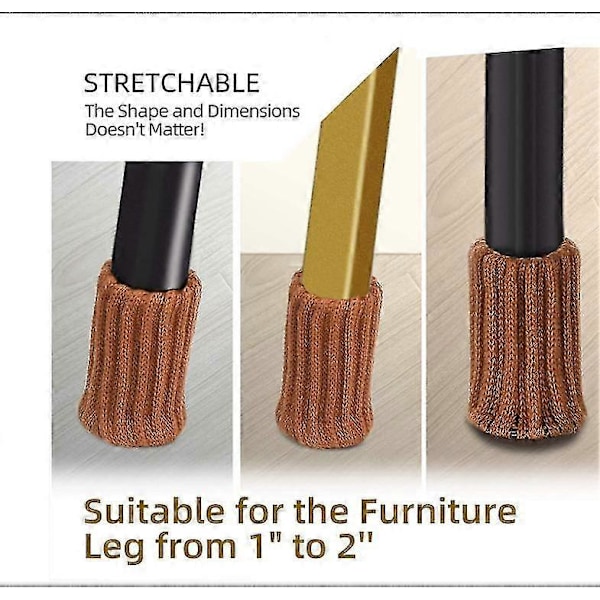 16 st Stolsbensskydd Stickade Möbelstrumpor [DB] Brown