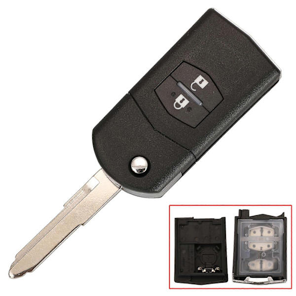 2/3-knapps Fjärrnyckelskal Vikbart Fällbart För Mazda 2 3 5 6 CX-7 / CX-9 / MX-5 Med Oskuren Blad Ersättning DB 2BTN Big Holder