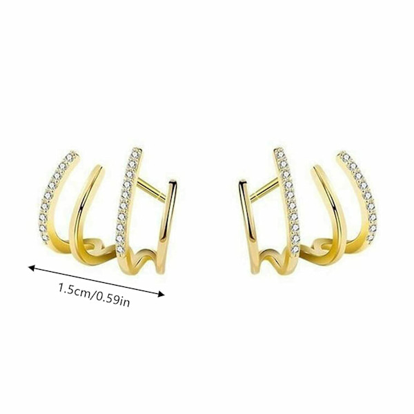 2 par Rhinestone Needle Stud Örhängen Blanka Fyra Klor Örhänge Geometriska Kvinnors Smycken Gåvor