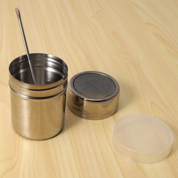 2 st Cocoa-shakers, Kaffeepulvershaker 16 st Kaffemallar & Penna för Cappuccino-pulver [DB] silver
