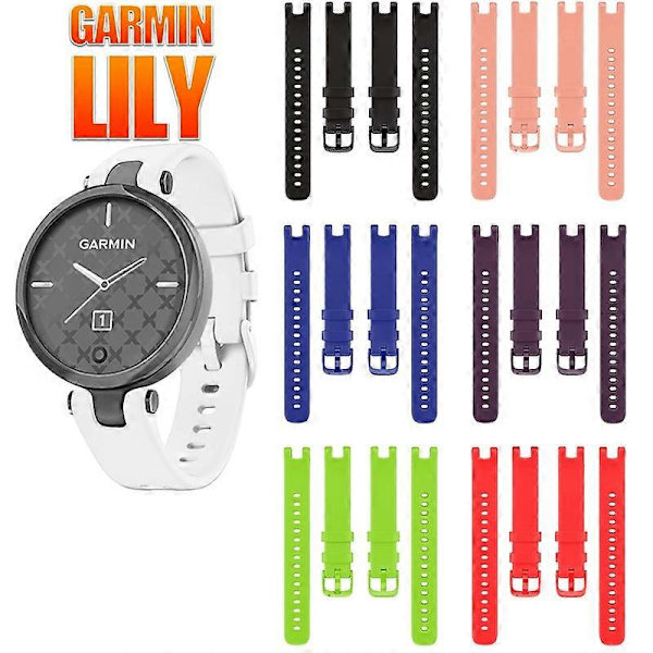 Mjukt Silikonarmband för Garmin Lily Kvinnors Klocka, Sportligt Färgglatt Armband, Man Klocka för Garmin Lily med Verktyg [DB] Black