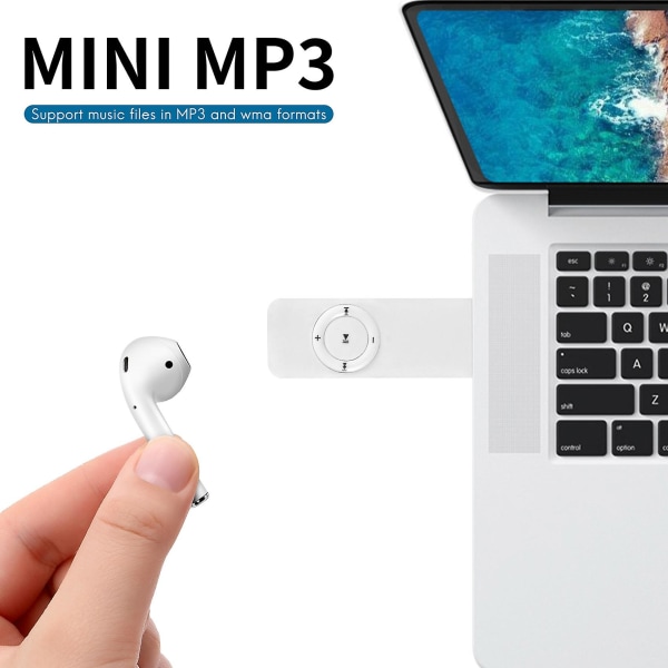 Bærbar USB Sport U Disk Mini Mp3 Musikkspiller Støtte 32gb Tf-kort (hvit)