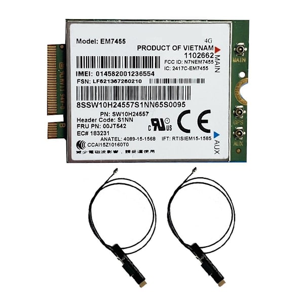 Em7455 Lte 4g -kortti+antenni Gobi6000 00jt542 01ax756 T460 T460p L560 Yuga 260 P50 P70 X260