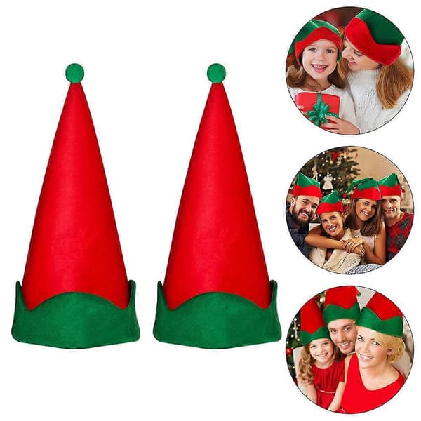 Julefesthatter Nisse spiss lue til dekorasjon 4 stk. Festlig hodeplagg