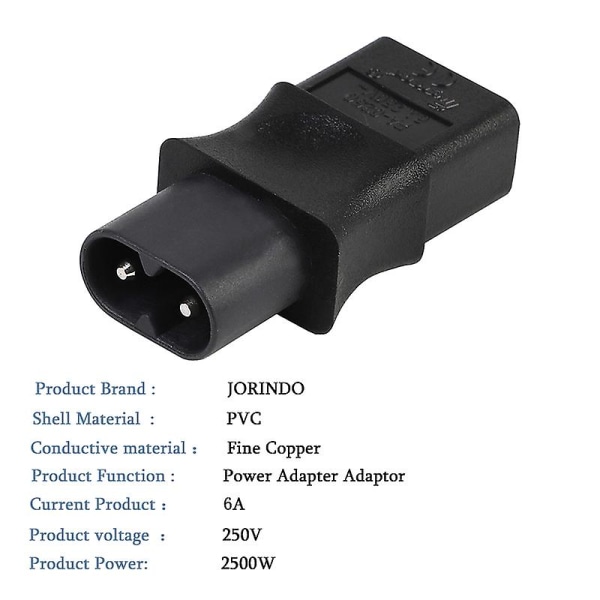 2-polet Iec 320 C8 han til Iec 320 C9 hun AC-adapter 6A/250V EU industriel strømomformer