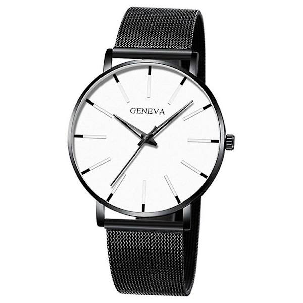 GENEVA Herre Quartz Ur Fashionel Afslappet Armbåndsur med Rustfrit Stål Rem-{ DB} Multicolor Style G