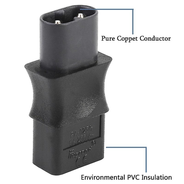 2-polet Iec 320 C8 han til Iec 320 C9 hun AC-adapter 6A/250V EU industriel strømomformer