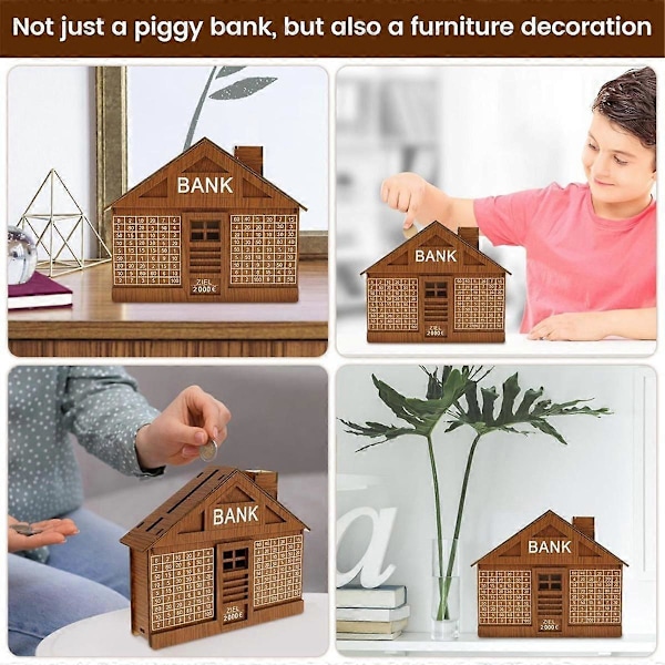 2000 Euro Träspiggsvin för Vuxna Barn Spargris Sparbössa Trähantverk Återanvändbar Spargris db As Shown