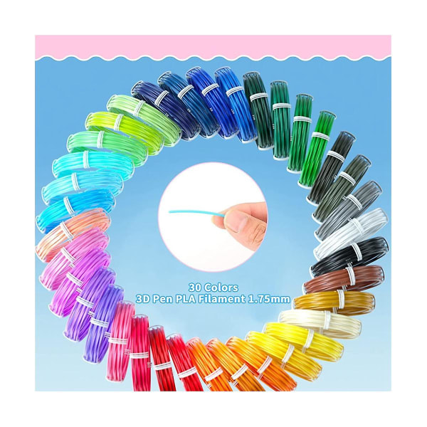 3d Printing Pen Pcl Filament Refills 1,75 mm, pakke med 30 tilfældige farver, 3d Printer Pen Filament Refills