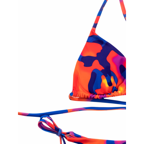 Kvinners Blomstermønstret Halterneck Triangle Tie Side Bikinisett Todelt Badedrakt (Multi Camo)