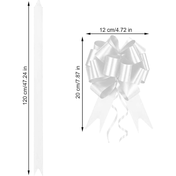 30 stk. store sløyfer store gavebånd: Hvite satengbånd sløyfer for gavekurver, biler og gaveinnpakning (6 tommer)