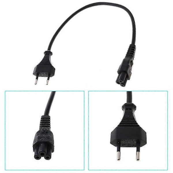 Strömadapterkabel EU 2-polig hane till IEC 320 C5 Mickey för bärbar datorströmförsörjning 30 cm [DB] Black