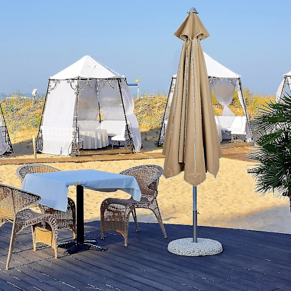 3m Rund Haveparasol Udendørs Terrasse Solskygge Baldakin 3m 6/8x Arm TA Db 300cm x 6k Tan