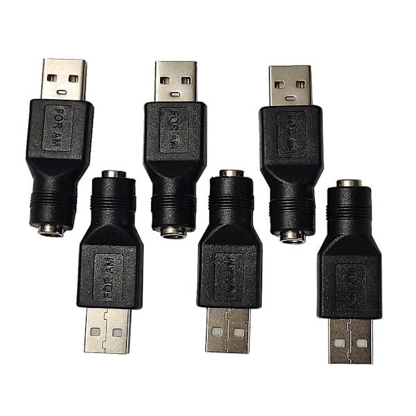Sort USB til DC Adapter USB 2.0 A Hun til DC 5.5x2.1mm Strømadapter db