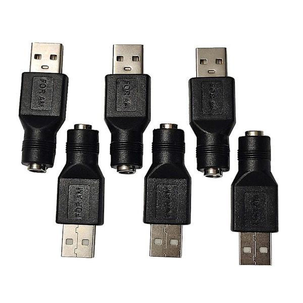 Svart USB til DC-adapter USB 2.0 A Hunn til DC 5,5x2,1 mm Strømadapter db