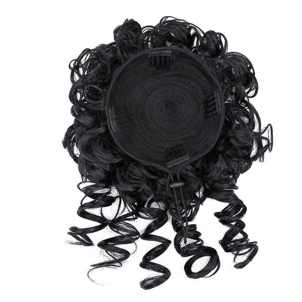 Lockig Toppknut med Dragsko Hårförlängning [DB] black 8inch