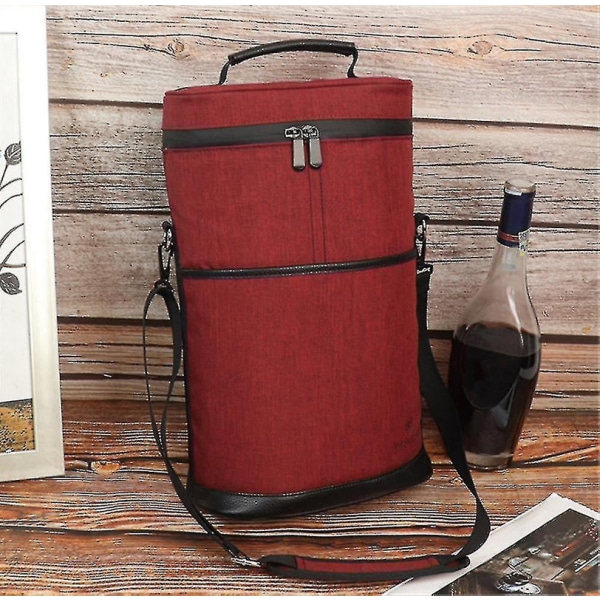 2 Bottle Wine Bag Tote Carrier Leakproof Insulated Wine Cooler Bag -ys DB