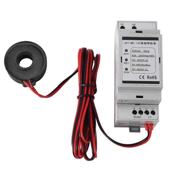Ac Elektrisk kraft Kwh Wattmeter Voltmeter Amperemeter Digital spenningsmåler Din Rail Energimåler 9,5 mm Lukket Transformator