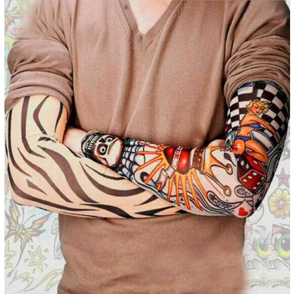 Arm tatoveringsærmer, 6-pak mænds falske midlertidige tatoveringsærmer Armstrømper elastiske til Halloween