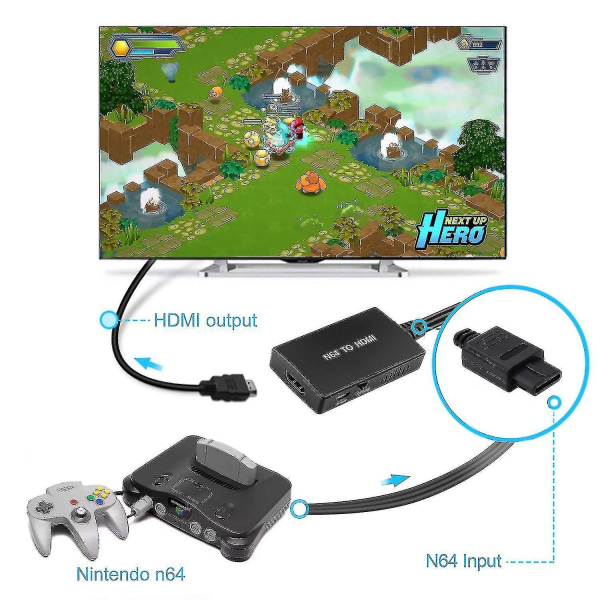 Hdmi-kabel til N64, N64 til Hdmi-konverter, komposit med N64/Gamecube/snes [xcs]  [dB}
