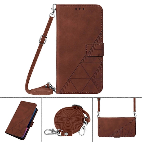 Kompatibel med Honor 200 Lite 5G Fuld Beskyttelse Blød PU Læder Flip Wallet Telefon Cover med Kortholder og Lang Rem [DB] Brown