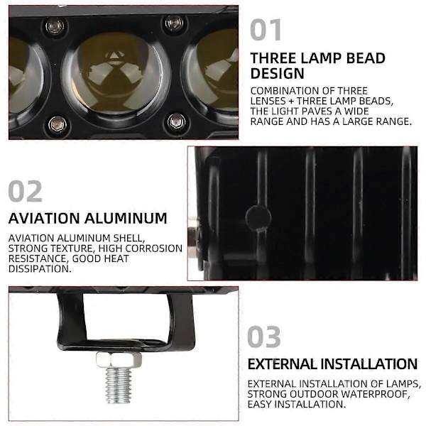 Bil Arbeidslys Motorsykkel LED Dobbelt Farge Mini Linse Frontlys Kjørelys Tåkelys Motorsykkel Frontlys SUV UTV Spotlight db white yellow