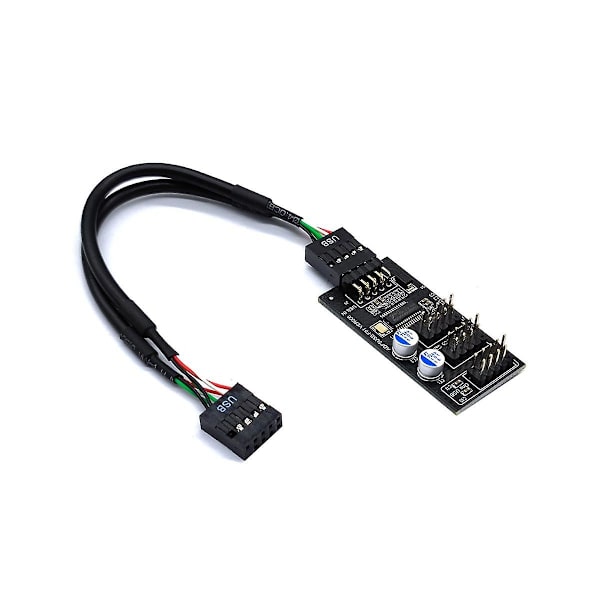 9-polet USB-hub-stik, USB-splitter 1 til 3 USB2.0 9-polet header-kortkabel til vandkøling til RGB