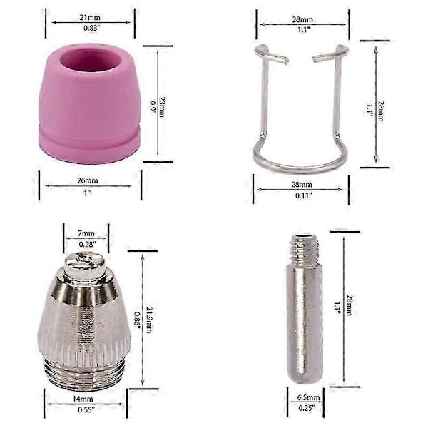 AG60 SG-55 WSD-60 Plasma Skærer Skærebrænder Dysetips Forbrugsartikler Kit Plasma Skærer Tilbehør 50PK [DB] As shown