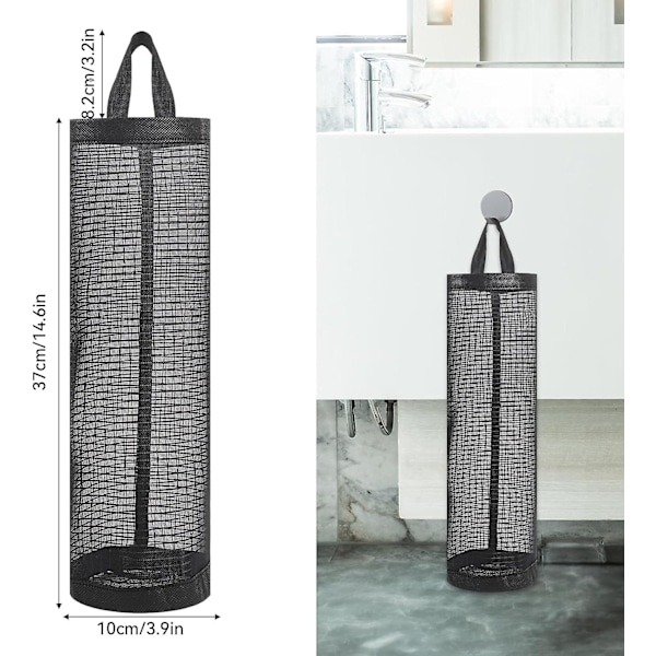 2 stk Plastposeholder, Handleposeholder Mesh Hengende Oppbevaringspose Dispenser Søppelposer, sammenleggbar Pose Oppbevaringsdispenser For Hjem Kjøkken Db Grey