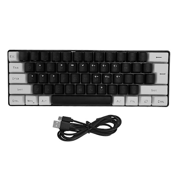 SBSGV G61 Mini RGB Näppäimistö LED Taustavalo 61 Näppäintä Ergonominen Mekaaninen Tuntu Langallinen Peli Näppäimistö Toimisto Käyttöön db White