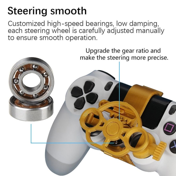 Gaming Racing Wheel Mini Steering Game Controller Til Sony Playstation Ps4 3d Printet Tilbehør db Gold