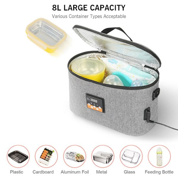Kannettava Uuni 12V Auton Ruuanlämmitin Henkilökohtainen Mini-uuni Digitaalisella Näytöllä Lämpötilan Esiasetuksella 8L Elec {db}